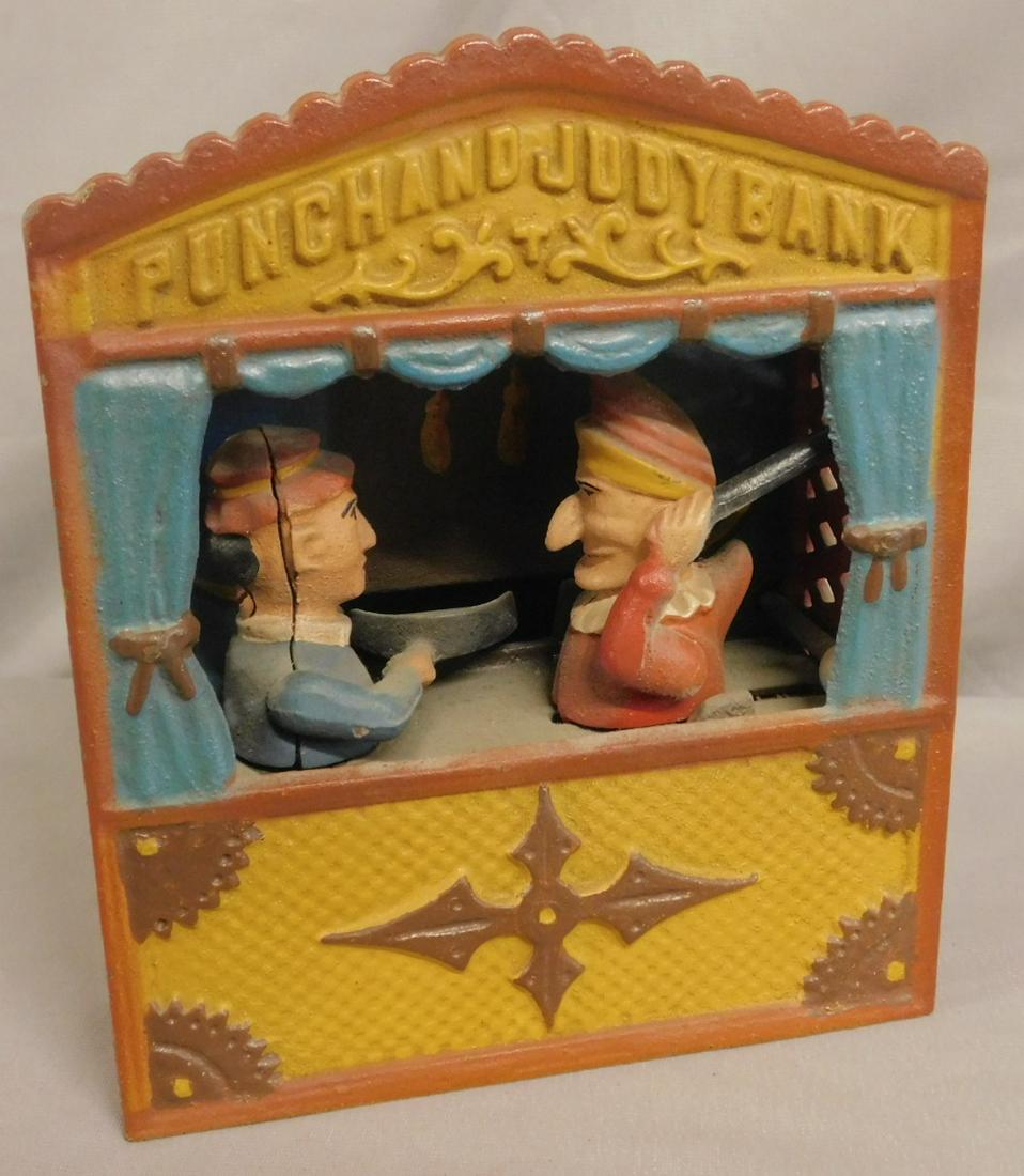 Reproduction Punch & Judy Cast Iron Bank (1 of 4)