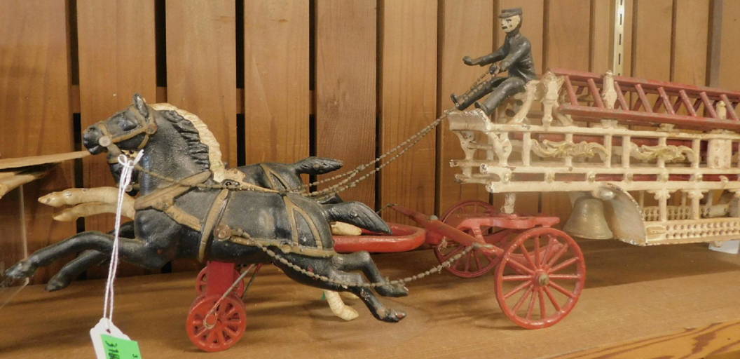 Large Vintage Cast Iron Fire Wagon