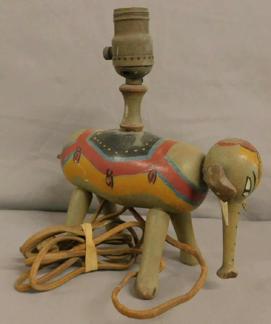 Vintage Schoenhut Wood Elephant Lamp (1 of 4)