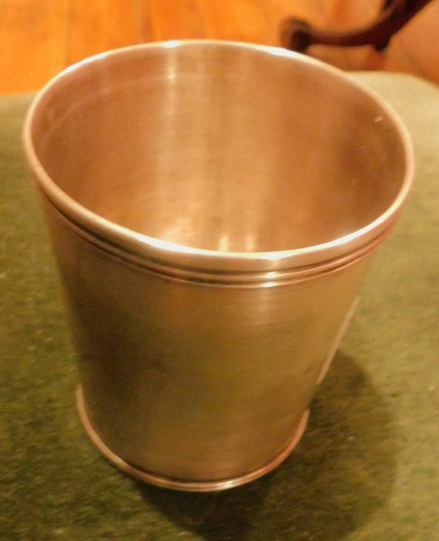 David Kinsey Coin Silver Julip Cup: David Kinsey Coin Silver Julip Cup, Cincinnati Ohio, Circa 1874, 3 3/8*" h. 3.95 ozt, Condition; a few dings and acid test mark on bottom rim