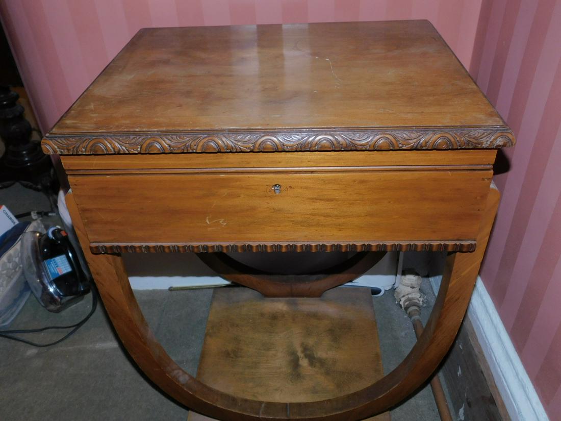 Art Deco Silver Flatware Chest: Art Deco Silver Flatware Chest, light mahogany, lift lid with fitted interior, 17 1/2" x 21 1/2" x 28" Condition; a few scratches, some finish wear