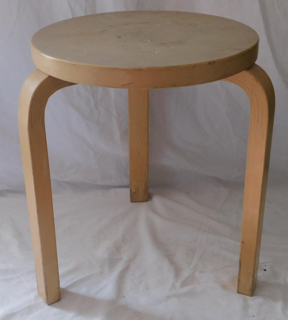 ICF Mid Century Modern Stool: ICF Mid Century Modern stool, birch 3 leg, 17 1/2" h. Condition; very good, modest wear