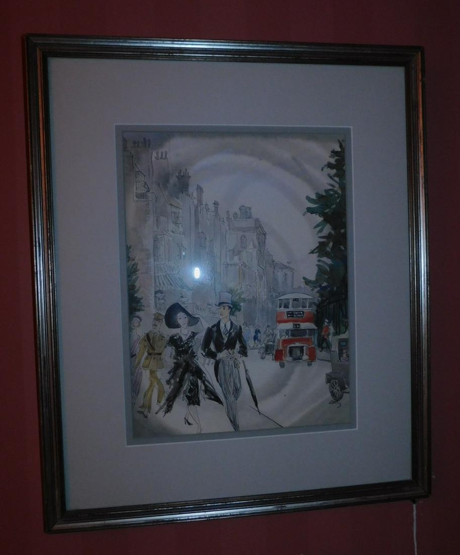 Emlen Etting, Philadelphia artist, watercolor: Emlen Etting, Philadelphia artist, watercolor, entitled "London", signed lower right. 12 1/2 x 9 1/2" sight; 20 x 16 1/2" framed. Condition; good