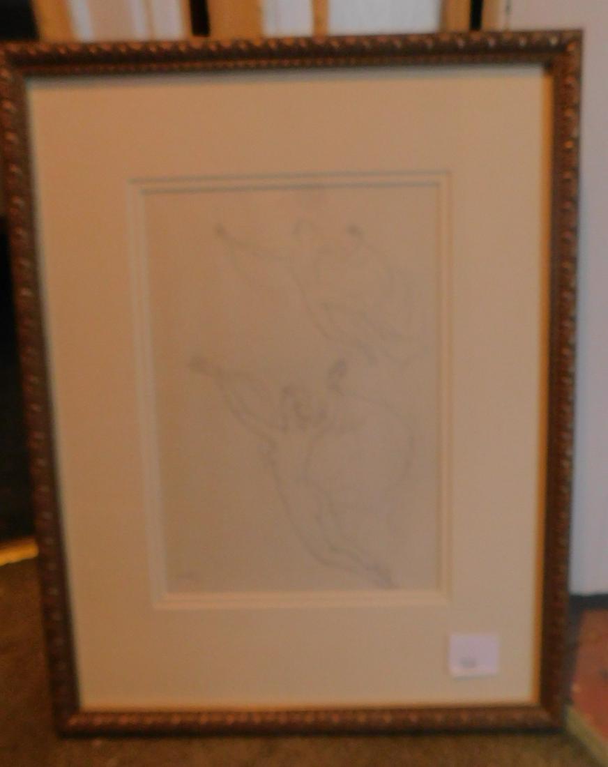 Emlen Etting pencil drawing of Angels: Emlen Etting pencil drawing of Angels, signed lower left. 9 3/4 x 7" sight; 17 x 13 1/4" framed. Condition; good