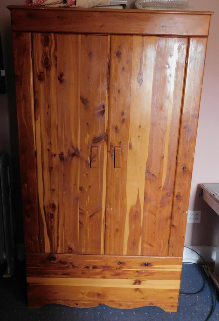Cedar Wardrobe: Cedar Wardrobe, by Kincaid Robes,double door interior lift bin, 20 3/4" x 40" x 72" Condition; very good