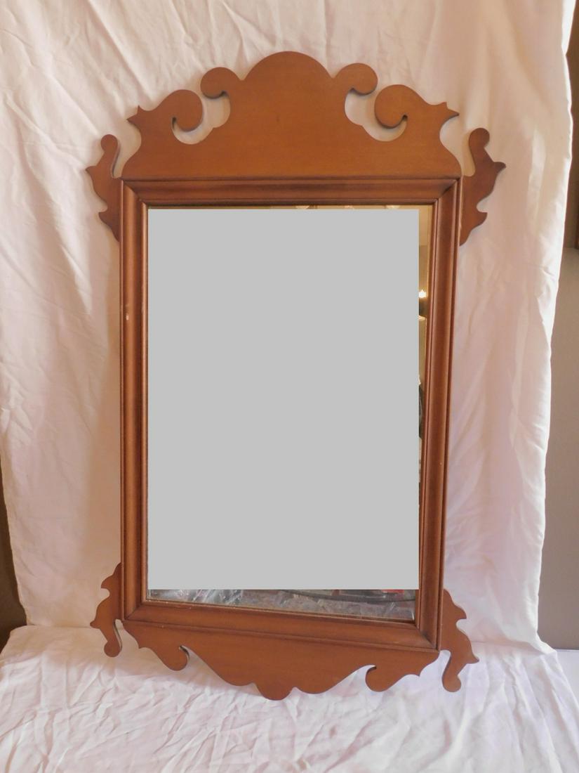 Chippendale Style Mirror: Chippendale Style Mirror, mahogany, scrolled ears, circa 1950, 25 3/4" x 40 1/4" Conddition; good