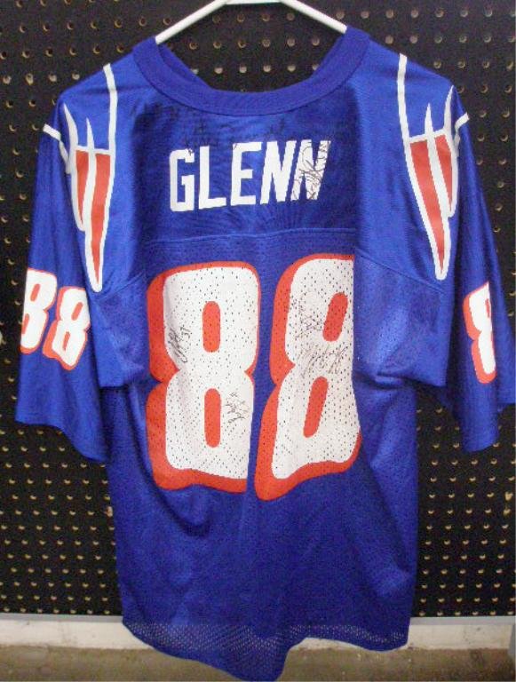 Signed New England Patriots Jersey: 1999 Logo Athletic New England Patriots Terry Glenn Mesh Jersey, Size Large, Signed On Backside, by Pete Carroll, Tebucky Jones #34, Chris Floyd #37, Tony George #41, Rod Rutledge #83, Shawn Jefferson