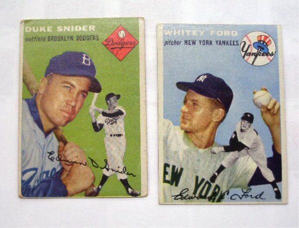 1954 Topps Baseball Cards: 1954 Topps Duke Snider & Whitey Ford baseball cards