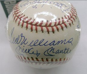 500 Home Run Hitters Signed Ball: 500 Home Run Hitters Signed Official American League Ball (Bobby Brown President), Ted Williams, Mickey Mantel, Hank Aaron, Willie Mays, Mike Schmidt, Ernie Banks, Willie McCovey, Frank Robinson, Eddi