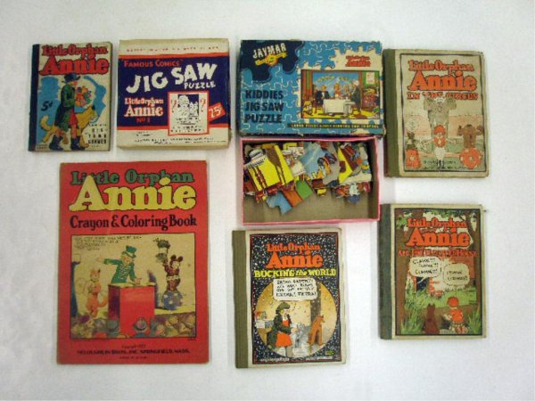 1920's & 30's Orphan Annie Books & Puzzles: 1920's & 30's Little Orphan Annie Books & Puzzles, 1927 Little Orphan Annie In The Circus Book, 1928 Little Orphan Annie And The Haunted House Book, 1929 Little Orphan Annie Bucking The World Book, 19