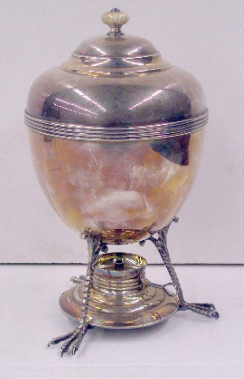 Tiffany & Co. Silver Plate Egg Coddler: Tiffany & Co. silver plate 8" egg coddler w/crows feet