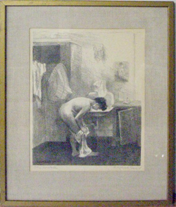 Raphael Soyer Signed Lithograph: Raphael Soyer, Signed, [within image and in graphite within margin] Lithograph, "The Model" H 12 3/4" W 9 3/4"