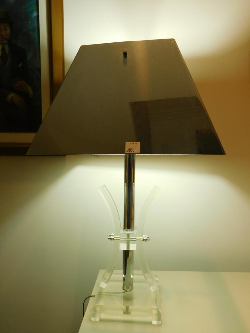 Modern Style Lucite & Chrome Table Lamp (1 of 3)