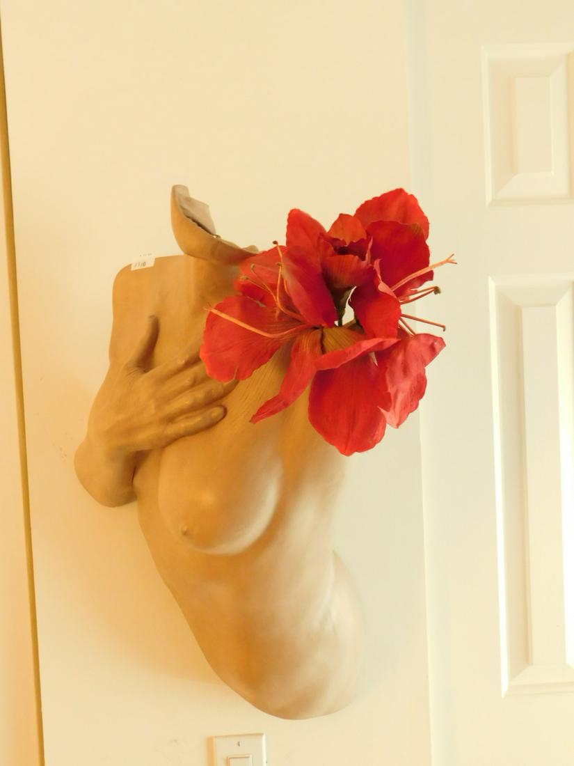 Molded Vinyl Torso Sculpture: Molded Vinyl Torso sculpture, T.B. Dula, 1988, # 67, L / E 2 / 8, half torso, nude, wall mounted, approx. 24". Condition; very good