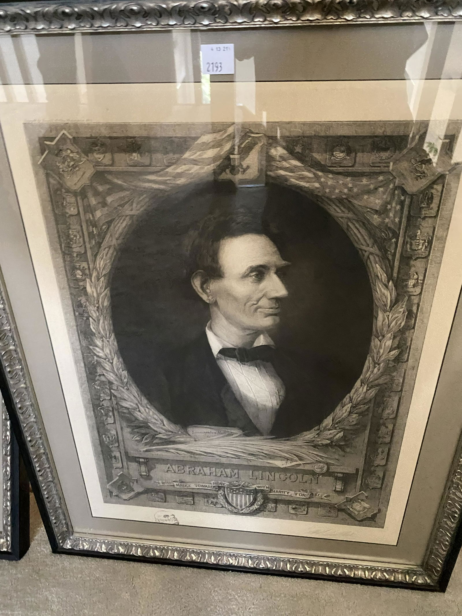 Framed A. Lincoln Steel Etching (1 of 5)