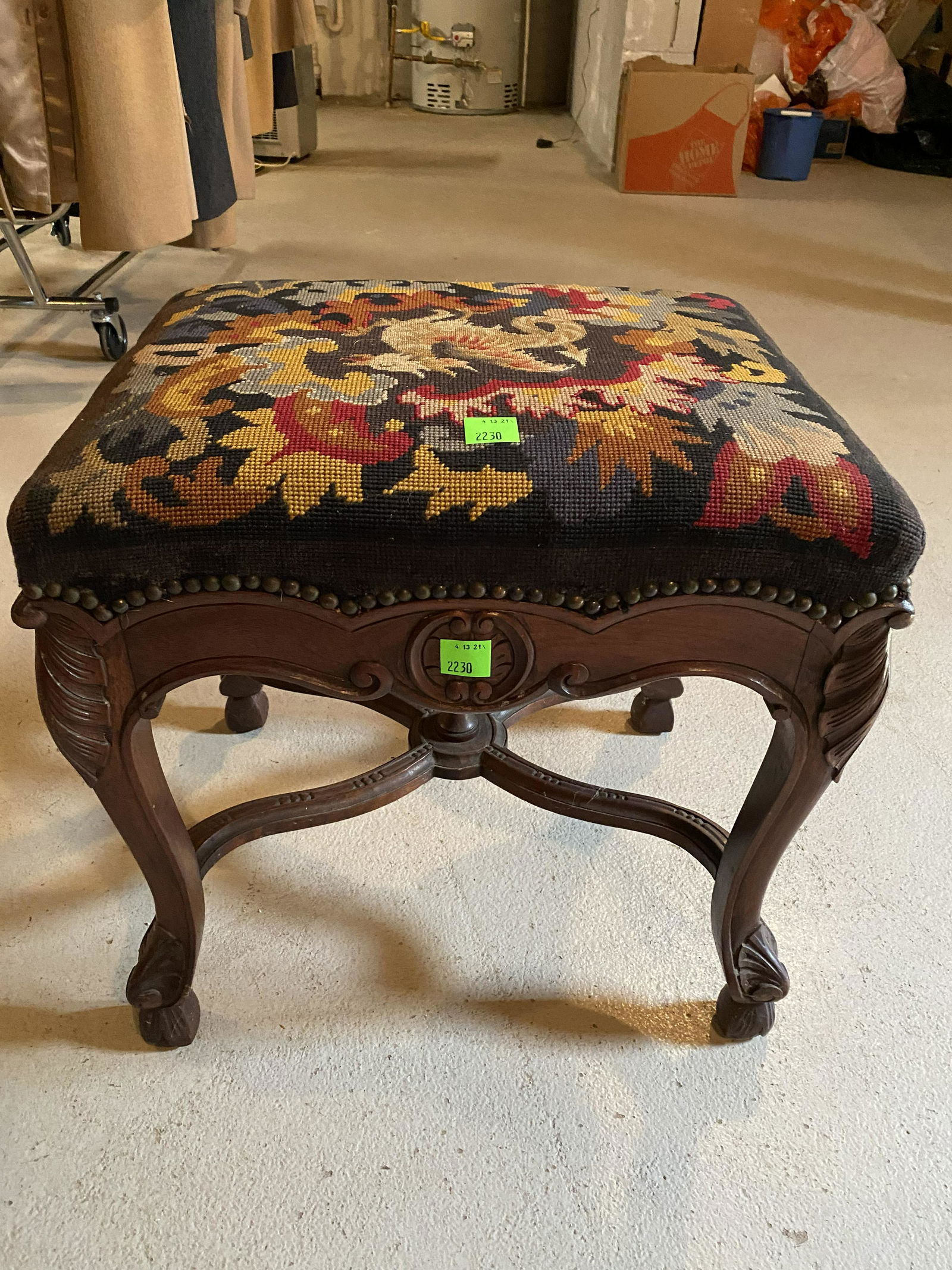 Louis XIV Walnut Tapestry Ottoman (1 of 3)
