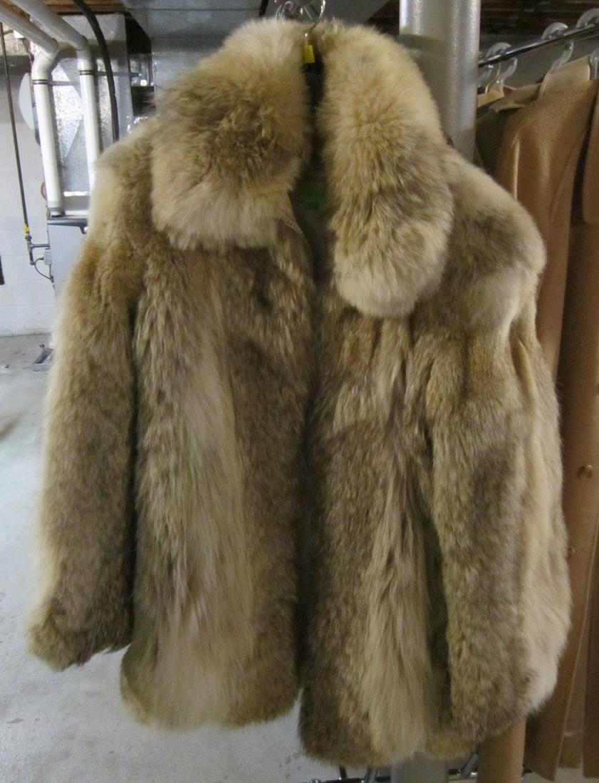 Fox Fur Jacket: Fox fur jacket, Diana Furs, monogramed inside liner, 20" shoulder to shoulder, 26" sleeve, 35" l. zippered. Condition; over all good