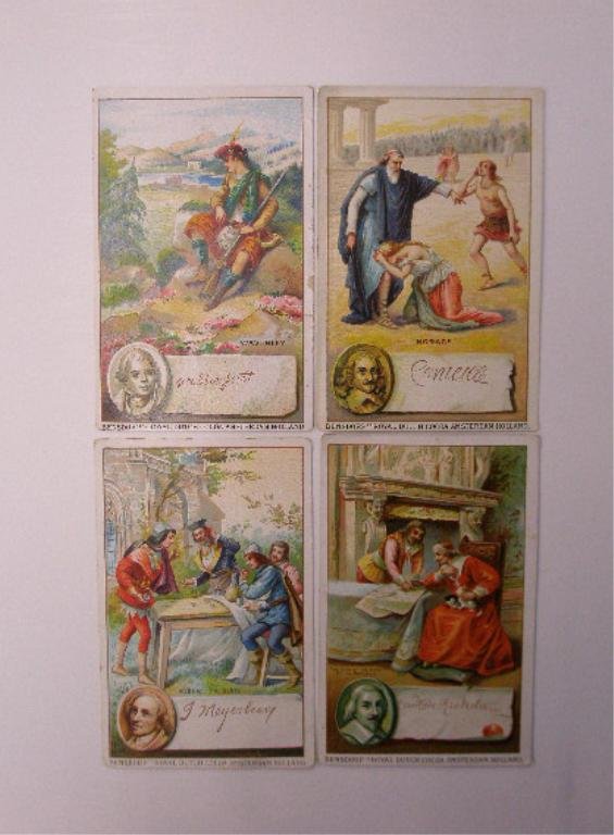 Victorian Advertising Trade Cards: Four Victorian era French advertising trade cards, Bensdorp Royal Dutch Cocoa