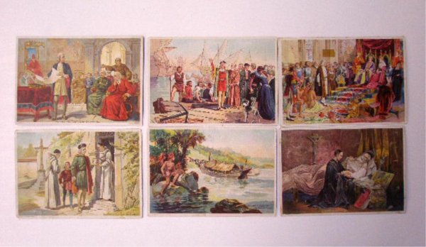 Victorian Advertising Trade Cards: Six Victorian era large size advertising trade cards, Thompson & Taylor Spice Co., Chicago, Gold Band Roaster Coffee
