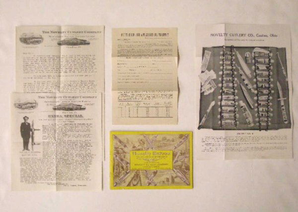 Novelty Cutlery Co Catalog, Pamphlet & Letters: Early 20th c. Novelty Cutlery Company, Canton, Ohio, Novelty Knives Catalog, photo pamphlet, order form & (2) advertising letters
