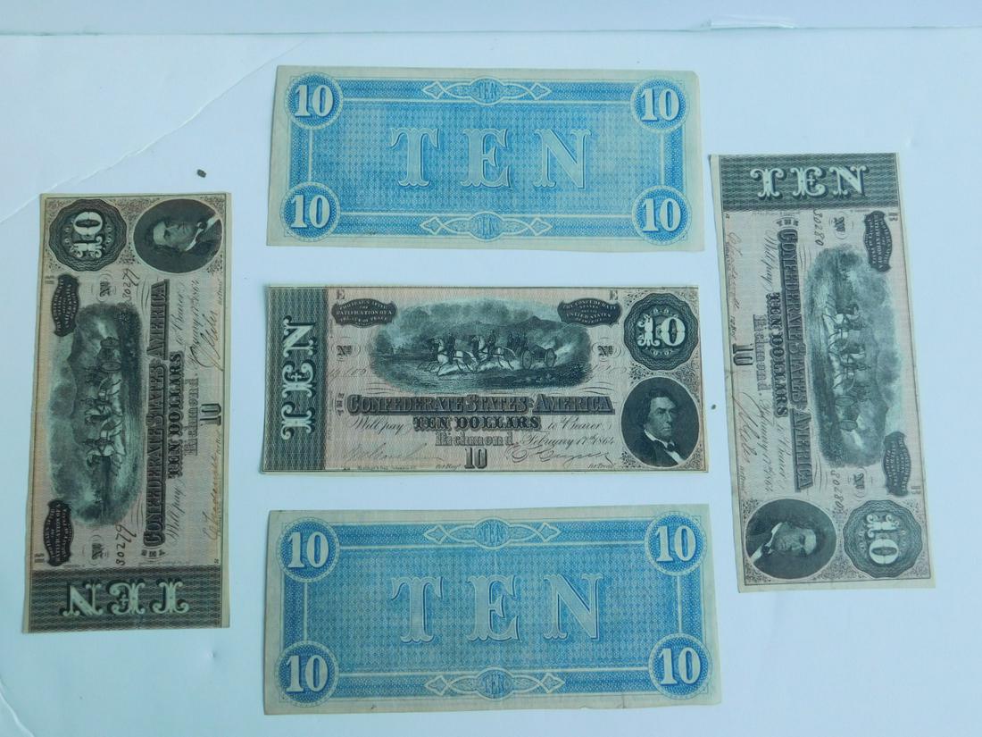 5 Confederate Civil War Bank Notes (1 of 5)