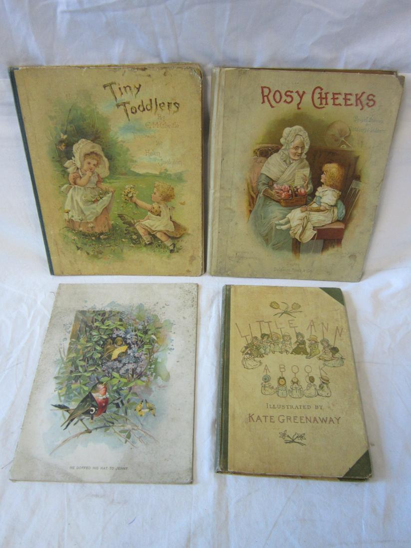 4 Vintage Children's Books: Four Vintage Children's Books, includes: Kate Greenway illustrated "Little Ann A Book"; "Tiny Teddlers" by E.M. Chettle, Raphael Tuck & Sons publishers; "Rosy Cheeks", De Wolfe, Fiske & Co. publishers