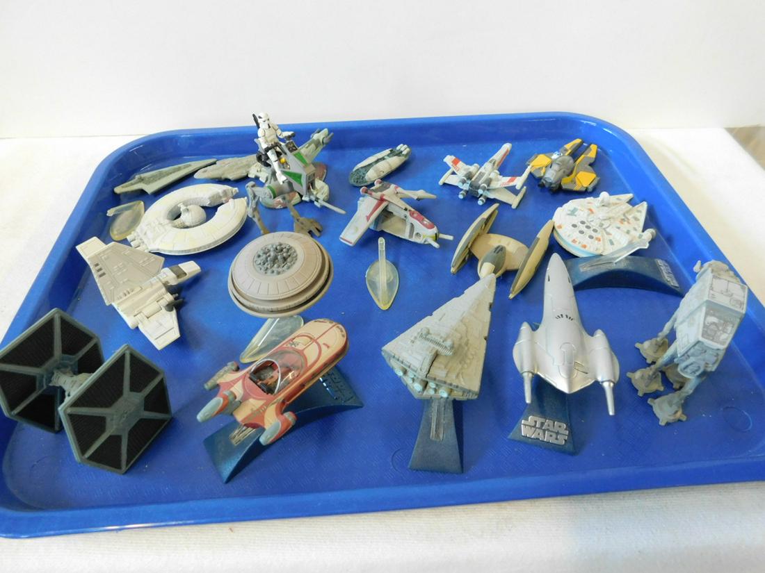 GTI Micro Machines Metal Ships & Other: GTI Micro Machines Metal Ships and Other, Star Wars featuring: Rebel, Imperial, Federation, Naboo and other ships, land speeder, AT -AT, AT - ST (with figure) cloud City,2" - 4", all hand painted. CON