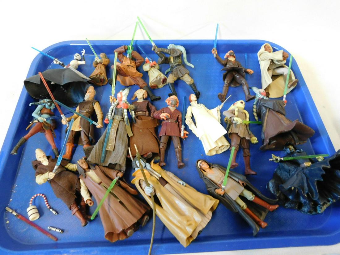 Hasbro Star Wars Small Action Figures: Hasbro Star Wars Small Action Figures, (20) Jedi Knights, from episodes II and III, all with light sabers, 2" - 4", c. 1990s. CONDITION: Very good, some light sabers may be loose.