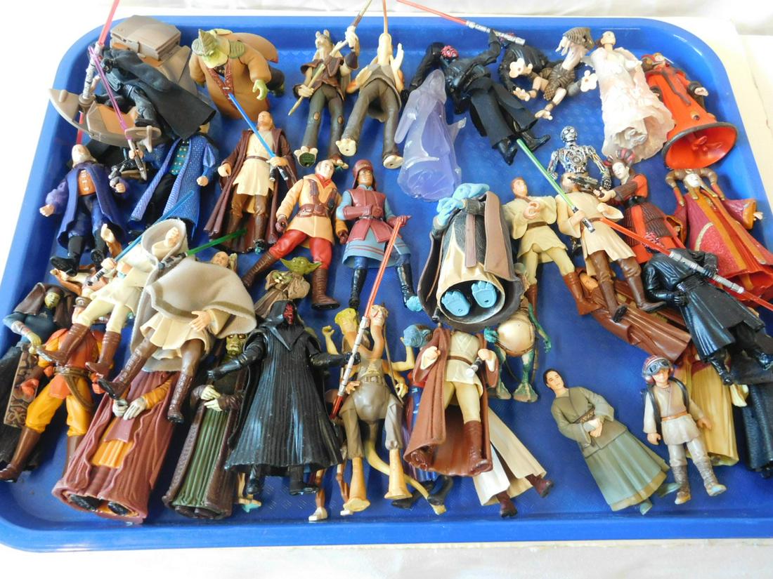 Hasbro Star Wars Small Action Figures: Hasbro Star Wars Small Action Figures, 40+ from Episode I, Phantom Menice, Naboo, Tatooine, plus main characters, 1 1/2" - 4", c. 2000s. CONDITION: Very good.