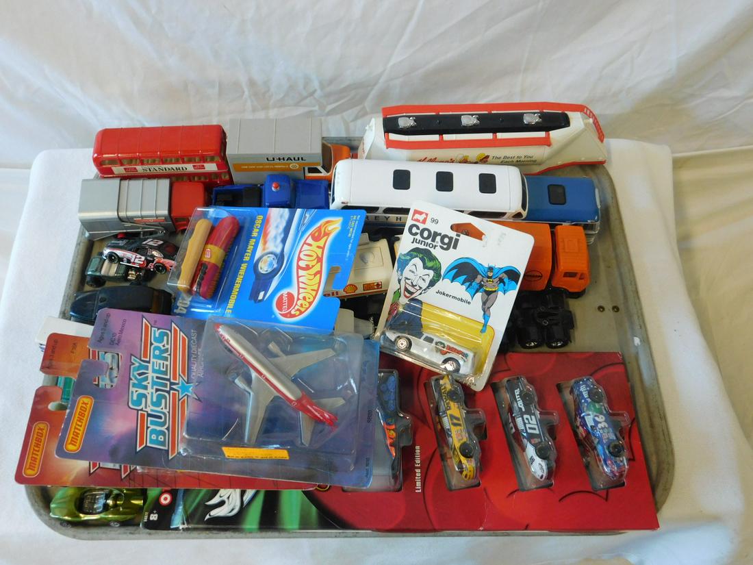 Assorted Die Cast Cars & Vehicles: Assorted Die Cast Cars and Vehicles, small scale including: two Matchbox "Sky Busters", unopened in package (aircraft), Hot Wheels "Oscar Mayer Wienermobile", #204 (new in package), Junior Corgi "Joke