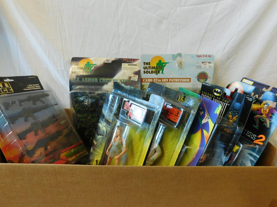Assorted Action Figures, New in Packages: Assorted Action Figures, New in Packages, all unopened including: Hasbro Daena and ARI (Planet of the Apes), 6 1/4", Jakks Pacific - Sable Bomb (WWF), 6", Hydro Assault Joker, Mission Masters 2 (The N