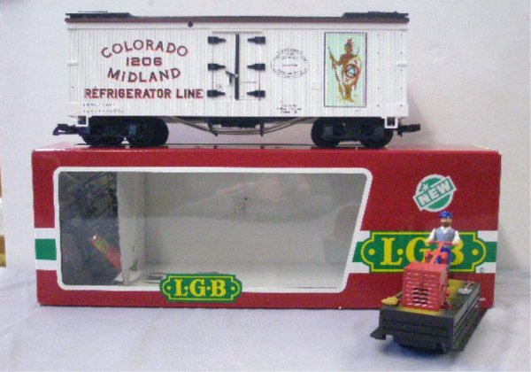 Lehman LGB G Scale trains: Lehman LGB G Scale trains, #4072-P 01 Colorado Midland Refrigerator Car w/box & 2001 Handcar