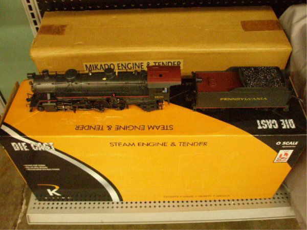 K Line PRR Mikado Steam Engine & Tender: K Line O scale k3680-9628c, PRR Mikado #9628 Steam Engine & Tender w/boxes