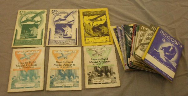 1930s & 40s Model Airplane Booklets & Catalogs: 1930's & 40's model airplane booklets & hobby catalogs, (3) 1934 & 1935 How to Build Model Airplanes by Victor R. Fritz, (11) 1938-1942 Megow's Hobby Craft Catalogs, (2) 1940's Megow's ABC's of Model 