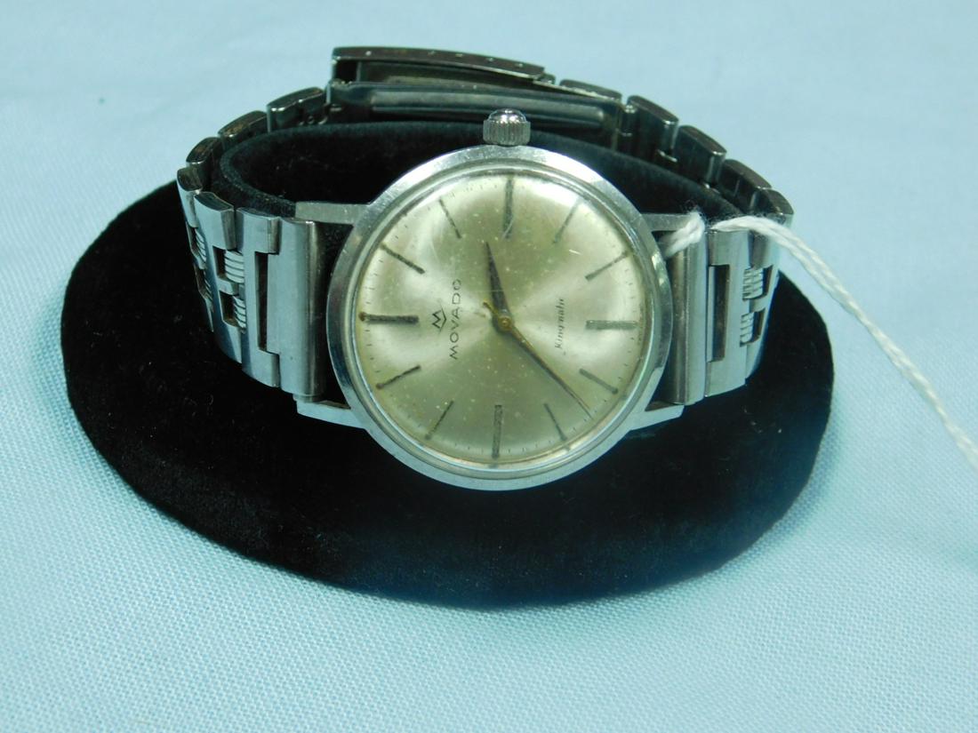 Man's Vintage Movado Wrist Watch: Man's vintage Movado Wrist Watch, Kingmatic sub-sea 28 jewels automatic, stainless steel, acrylic crystal, circa 1960s. CONDITON: Used, but in good work order, scratches on dial and metal.