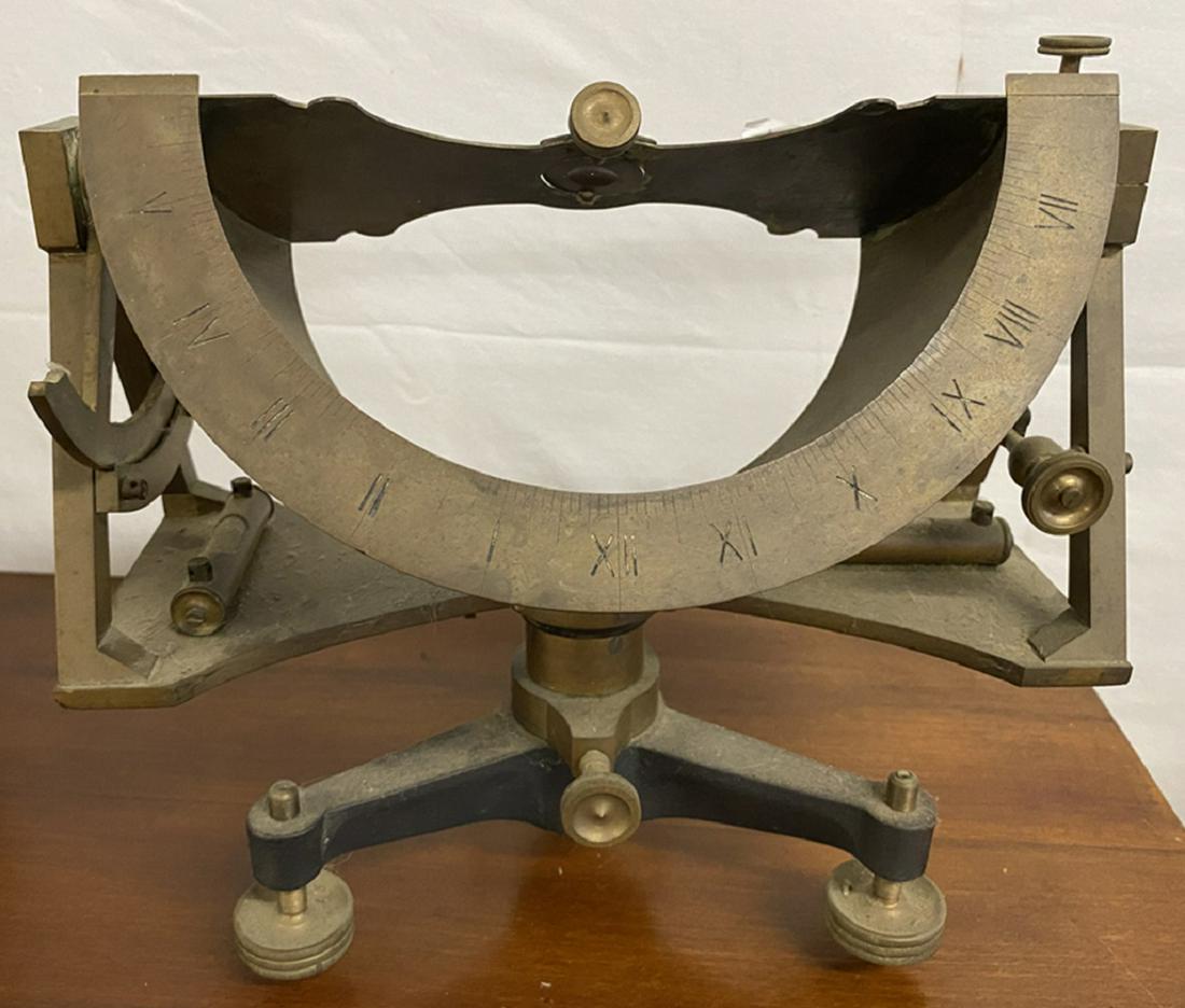 Wheelers Solar Chronometer: Wheelers solar chronometer patented Nov 23, 1875, brass, fully adjustable with levelers 11 1/2" x 7 1/2" x 9 1/2" Condition: Very Good, slight tarnish
