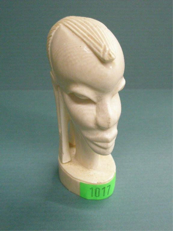 African Ivory Bust of Female: African ivory bust of female, mid 20th c., hgt 4 3/8" [3] No International Shipping