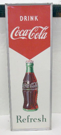Coca-Cola Tin Outdoor Store Sign: Coca-Cola Tin Outdoor Store Sign, 1950-60, 18" x 54"