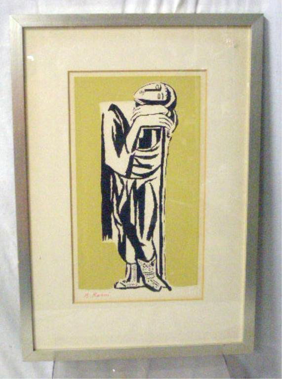 B[edri] Rahmi, Screen Print, Contemplation: B[edri] Rahmi, signed, Screen print, Contemplation. 15 x 18 1/2=sheet (sight); 22 1/2 x 15 1/2=frame