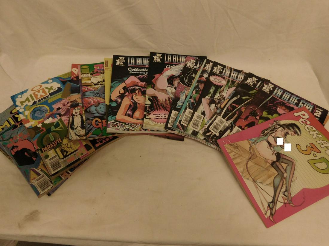 26 Erotica Comic Books: Twenty-six Erotica Comic Books, includes: La Blue Girl issues two to twelve and collection one and collection two; two Frank Brothers 1972 and 1975; The Erotic Worlds of Frank Thorne No. 4; Scum of th