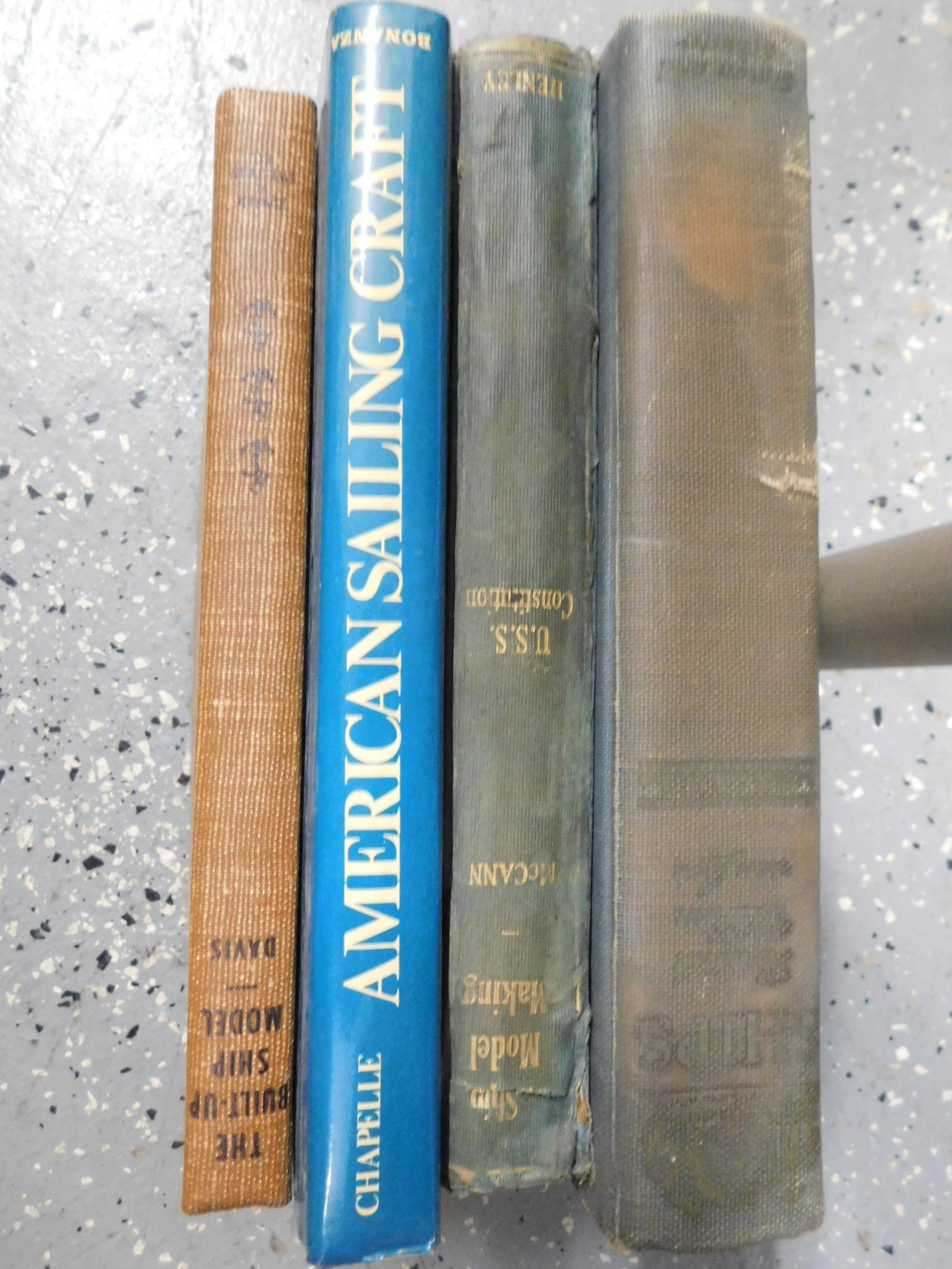 16 Books on Ships & Model Ship Building: Sixteen Books on Ships & Model Ship Building, twelve hardbound, four softbound plus two whaler blueprints 1928 to 1979, includes: 1st ed "Ship Models Illustrated" and "American Small Sailing Craft" an