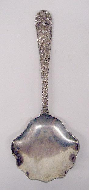 Kirk Sterling Silver Jelly Server: Kirk sterling silver Stieff Rose pattern 5 1/4" jelly server, 1.31 troy ounces.