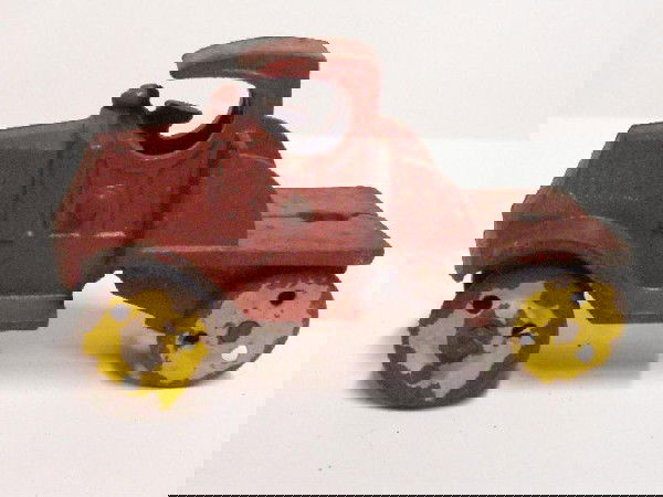 Antique Cast Iron Truck: Antique painted cast iron 5" truck. CONDITION: Areas of paint loss & rust.