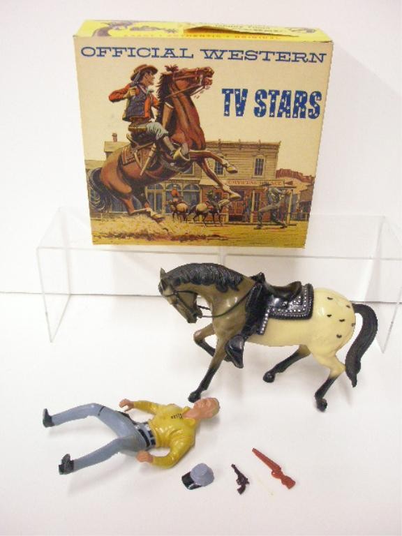 Hartland Plastics Johnny Yuma Figure: 1961 Hartland Plastics Johnny Yuma - The Rebel - figure w/original box. CONDITION: Very good w/box having wear