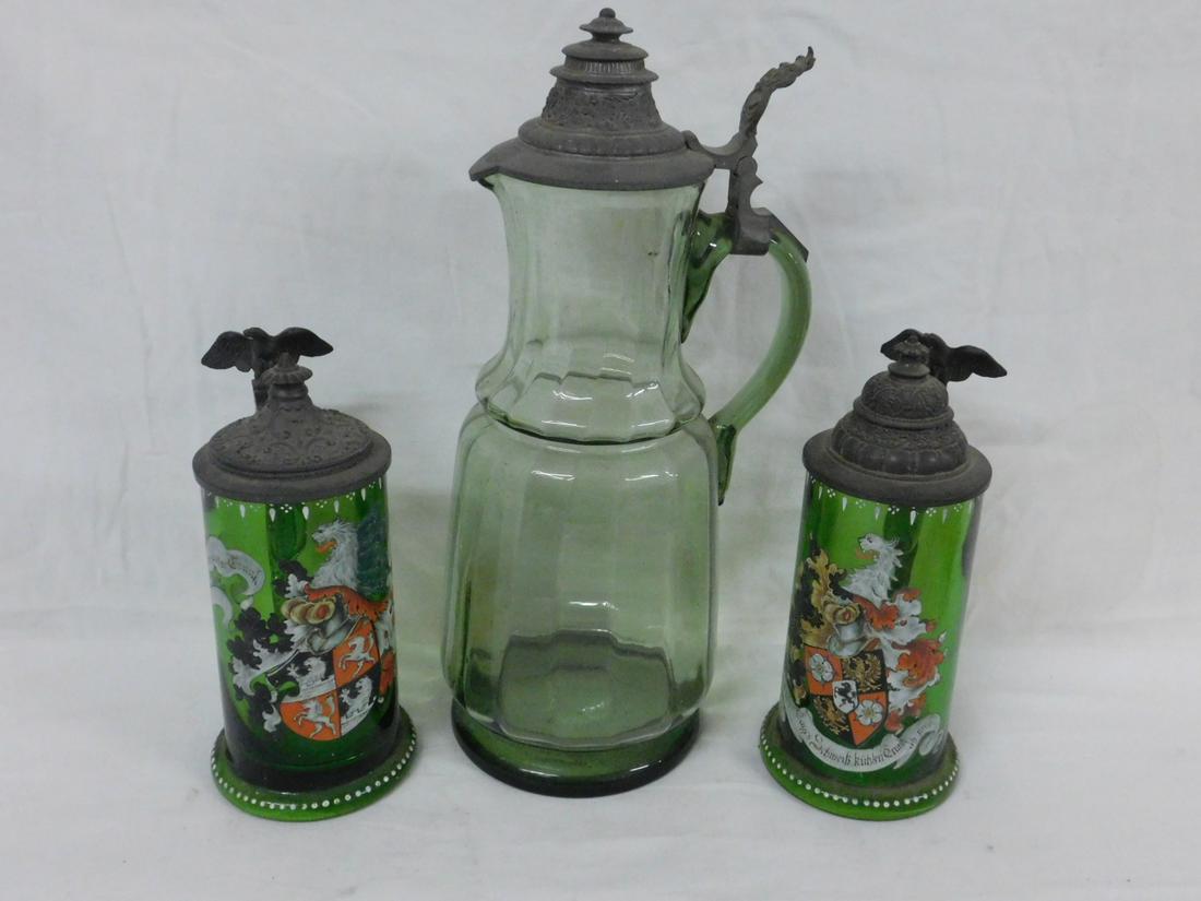 3 Green Glass Beer Steins (1 of 5)