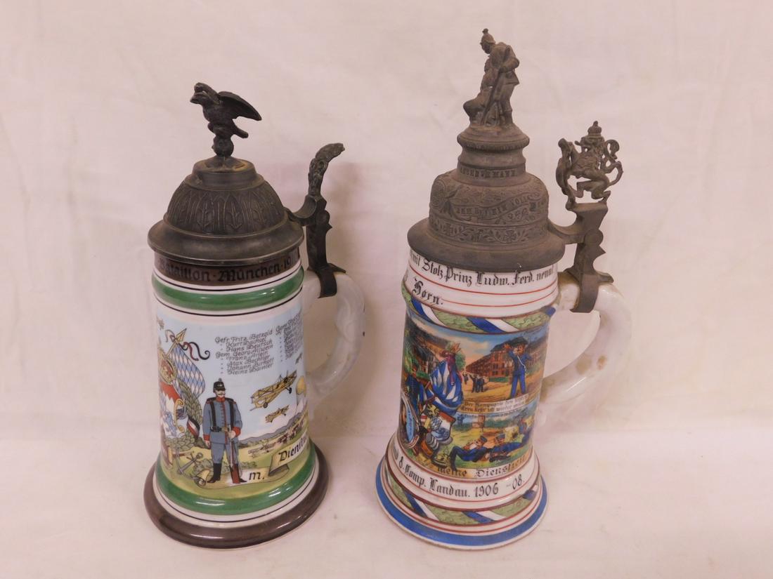 2 Porcelain Military Beer Steins (1 of 8)