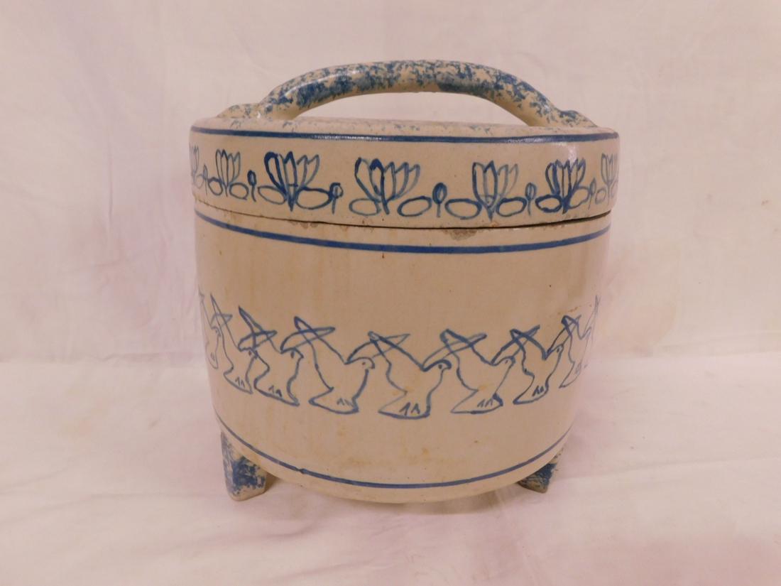 Scarce Salt Glaze / Cobalt Covered Butter Tub (1 of 8)