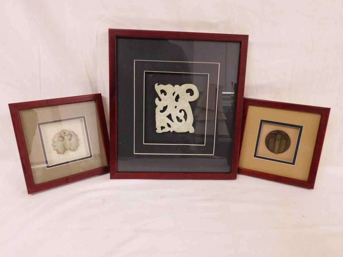 3 Framed Chinese Jade Medallions (1 of 7)