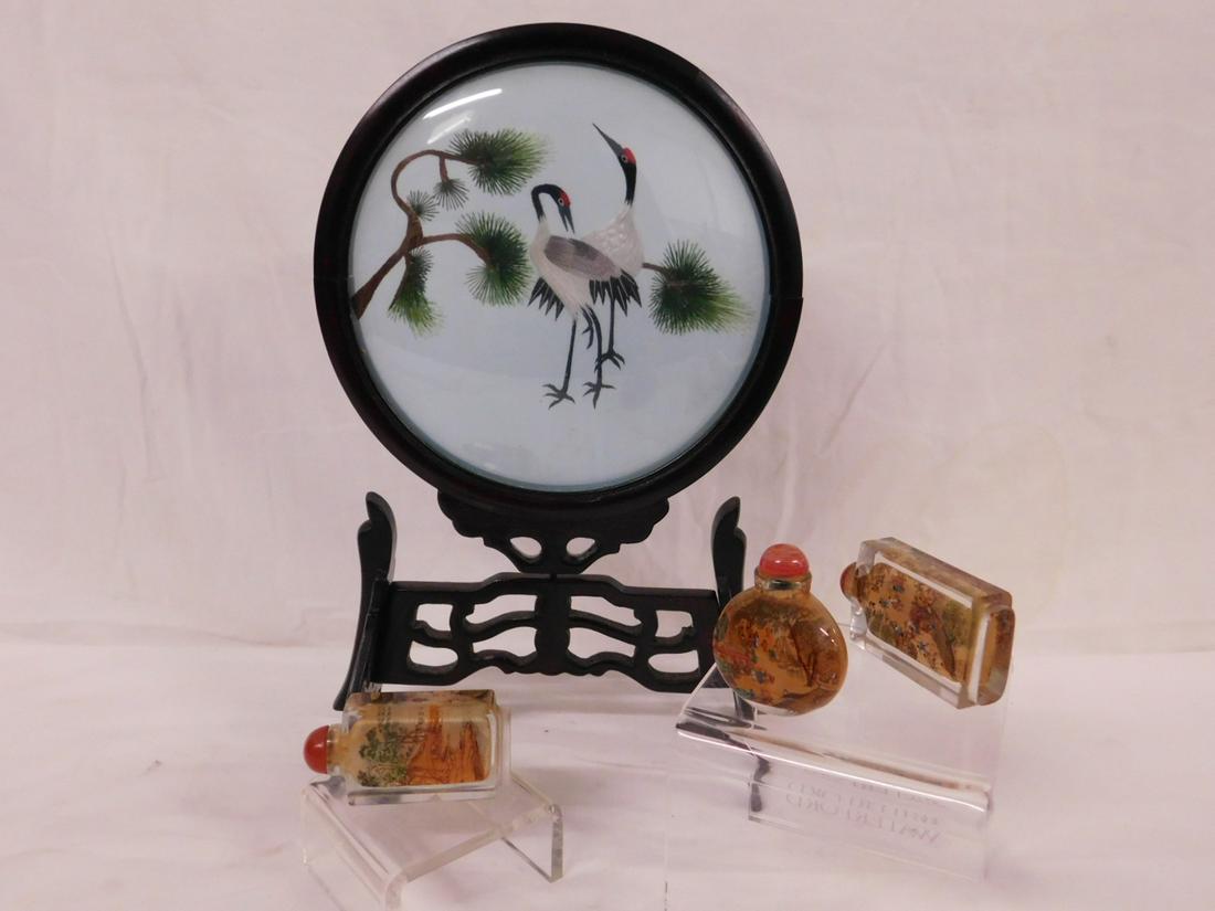 Chinese Table Screen & Snuff Bottles (1 of 8)