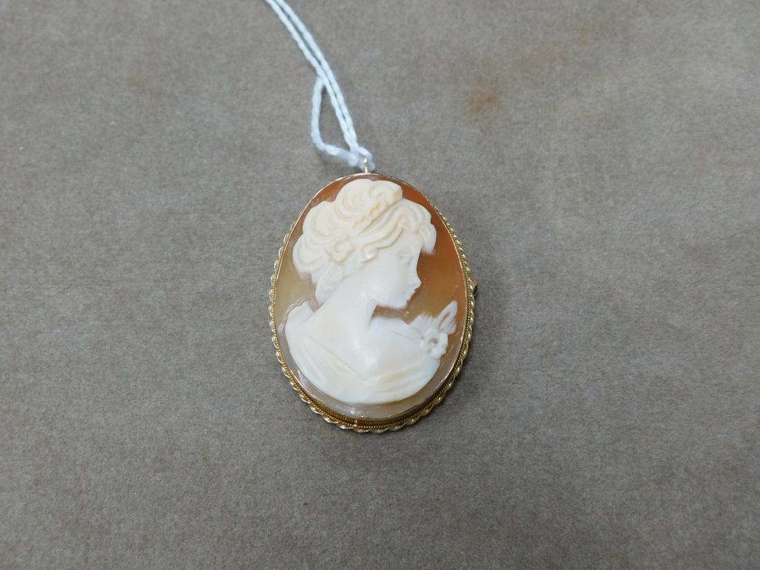 Gold Cameo Pin Pendant (1 of 3)